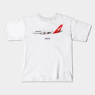 Illustration of Qantas Airways Airbus A380 Kids T-Shirt